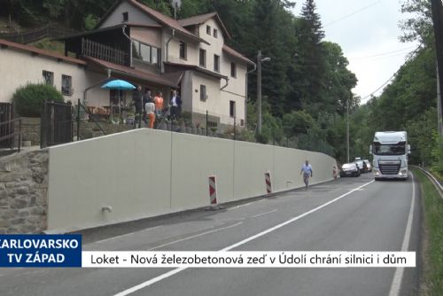 Foto: Loket: Nová železobetonová zeď v Údolí chrání silnici i dům (TV Západ)