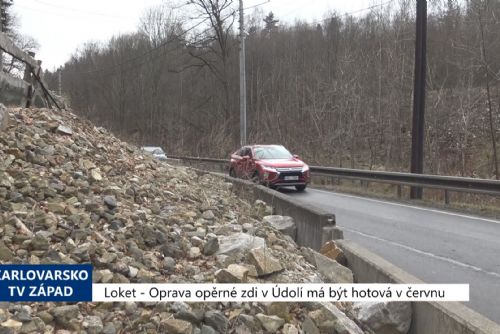 Foto: Loket: Oprava opěrné zdi v Údolí má být hotová v červnu (TV Západ)