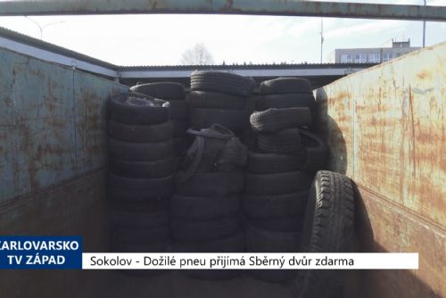 Foto: Sokolov: Dožilé pneu přijímá Sběrný dvůr zdarma (TV Západ)