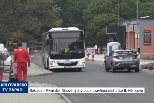 Foto: Sokolov: První dva říjnové týdny bude uzavřena část ulice Němcové (TV Západ)