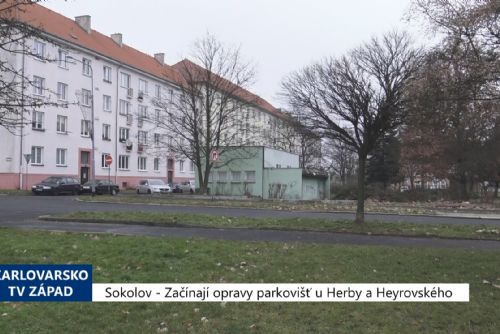 Foto: Sokolov: Začínají opravy parkovišť U Herby a Heyrovského (TV Západ)