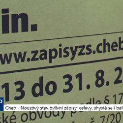 Cheb: Nouzový stav ovlivní zápisy, oslavy i balíček úlev (TV Západ)