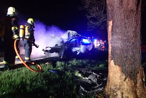 Obrázek - Květnová: Auto začalo po nehodě hořet. Řidič zemřel